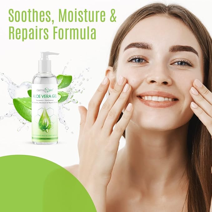 DERMAXGEN Aloe Vera Gel with Witch Hazel, Vitamin C, and Vitamin E - Skin Soothes, Moisture, and Repair Formula for Face and Body - Nutrient-Rich, Organic 100% Pure Aloe Vera - 16 FL OZ
