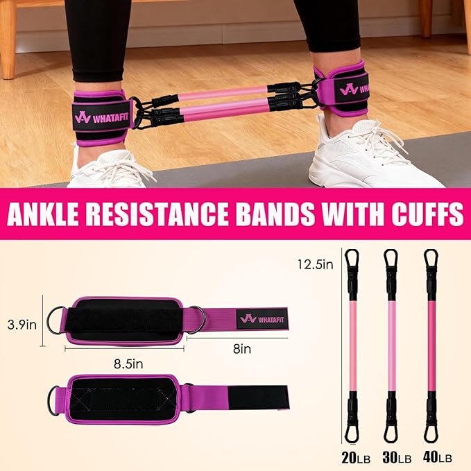WHATAFIT Resistance Bands, Exercise Bands，Resistance Bands for Working Out, Work Out Bands with Handles for Men and Women Fitness, Strength Training Home Gym Equipment