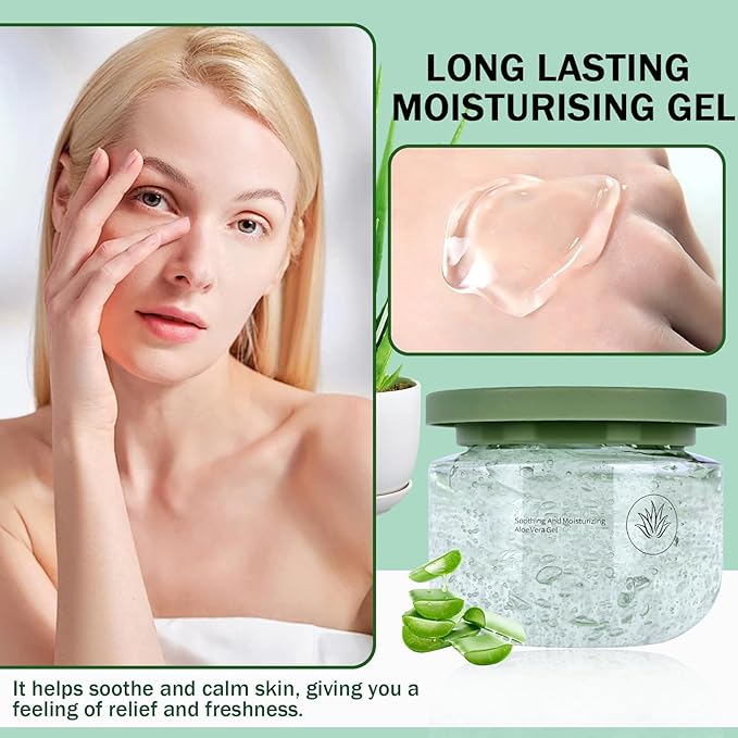 JunKuJK Moisturizing Gel for Face & Body,Non-sticky Gel After Sun Aloe Lotion Skin Care,Fast Absorbing Long Lasting Refreshing Hydrating Face Moisturizer for All Skin Types 08