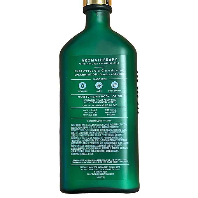 Bath and Body Works Stress Relief Eucalyptus Spearmint Gift Set of 2-6.5 Ounce Moisturizing Body Lotion with Shea Butter and Vitamin E