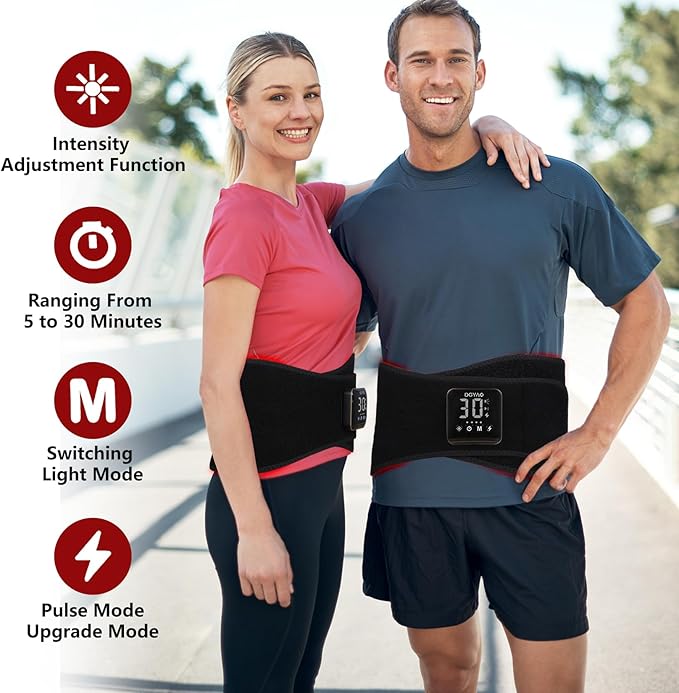 DGXINJUN Cordless Red Light Therapy for Waist Back Pain Relief Near Infrared Light Therapy Device for Body Led Portable Wearable Belt Wrap Rechargeable with 4000mAh Battery