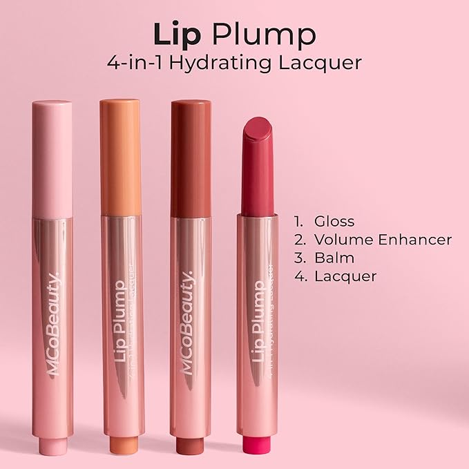 MCoBeauty Lip Plump 4-in-1 Hydrating Lacquer, Lucy Candy Lip