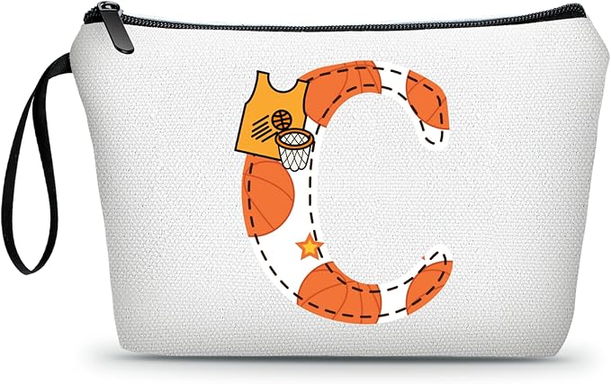 ARIOSEY Basketball Gifts Monogrammed Cosmetic Travel Makeup Bag Basketball Accessories Graduation Birthday Gifts for Girls Coaches Daughters Team Friend Mom Player-C