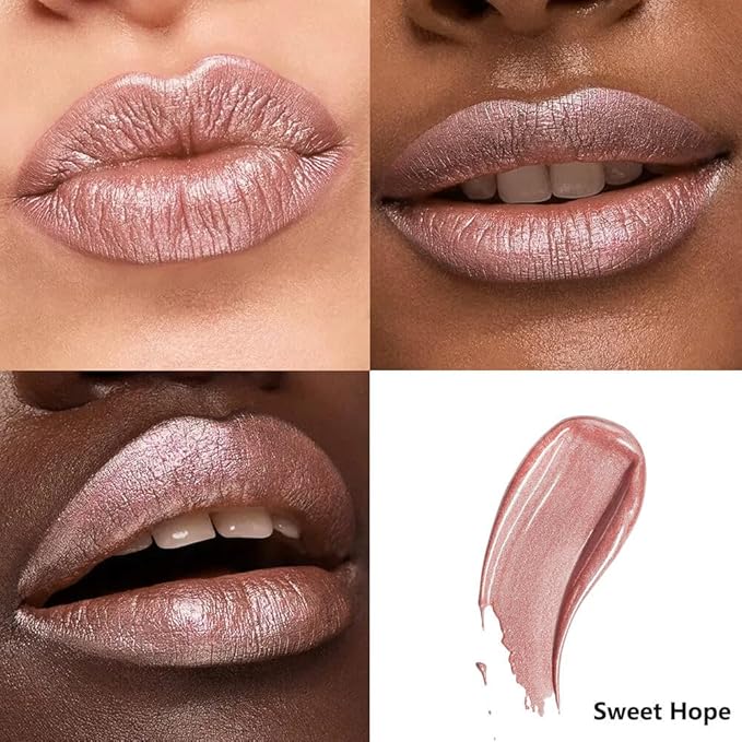 ilembane Metallic Liquid Lipstick Nude Pink – High Pigment Long-Lasting Waterproof Lip Gloss with Metallic Finish, Smudge-Proof, Non-Sticky, Lightweight Lip Makeup for Party & Daily Wear (Sweet Hope)