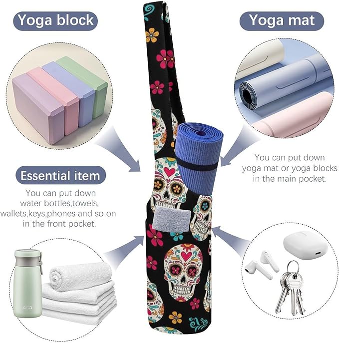 Portable Yoga Mat Carrier Single Shoulder Bag with Pocket Spacious for Yoga Gym Fitness Travel