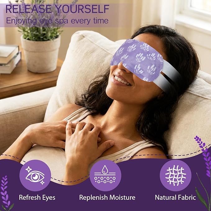 Croloose 200 Pcs Steam Eye Masks for Dry Eyes Lavender Self Heated Steam Warm Eye Mask Heated Disposable Eyes Masks for Dark Circles, Puffy, Relief Stress, Fatigue Relaxation Gifts