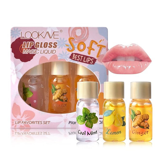 LAMUSELAND 3Pcs Mini Cute Lip Oil, Hydrating