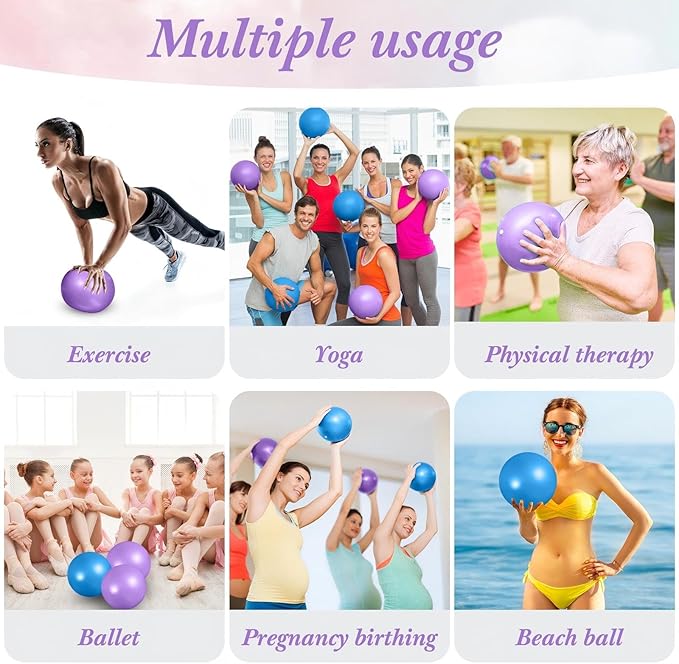 Aoriher 10 Pcs Small Exercise Pilates Ball 9 Inch Mini Yoga Balls Anti Burst and Slip for Stability, Fitness, Physical Therapy, Stretching & Core Strength Workout at Home Gym Office