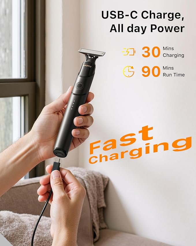 [2026 Upgraded] Body & Nose Hair Trimmer Kit, [All-in-One] Travel Beard Electric Shaver for Men, USB-C Fast Charging, Rechargeable Painless Razor Cordless Waterproof Wet/Dry, Black(Solo)