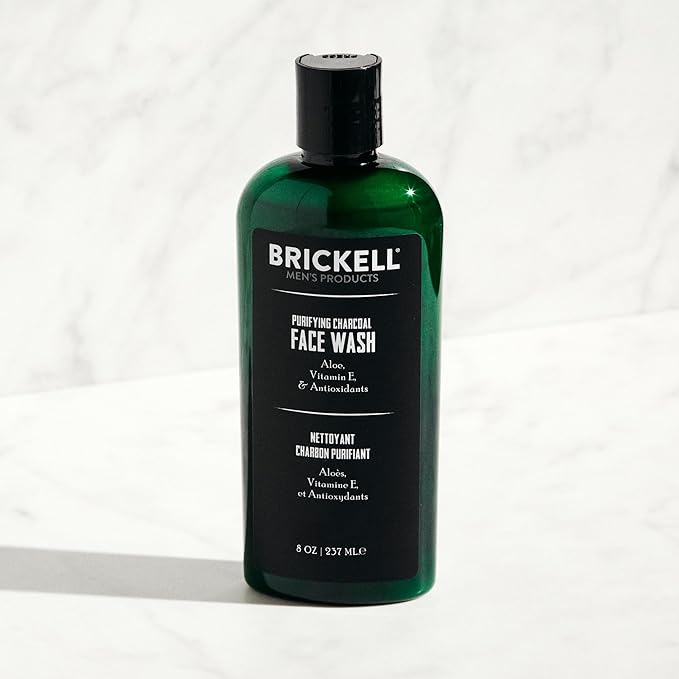 Brickell Men's Daily Advanced Face Care Routine II, Activated Charcoal Facial Cleanser, Facial Scrub, Face Moisturizer Lotion, Natural and Organic, Scented
