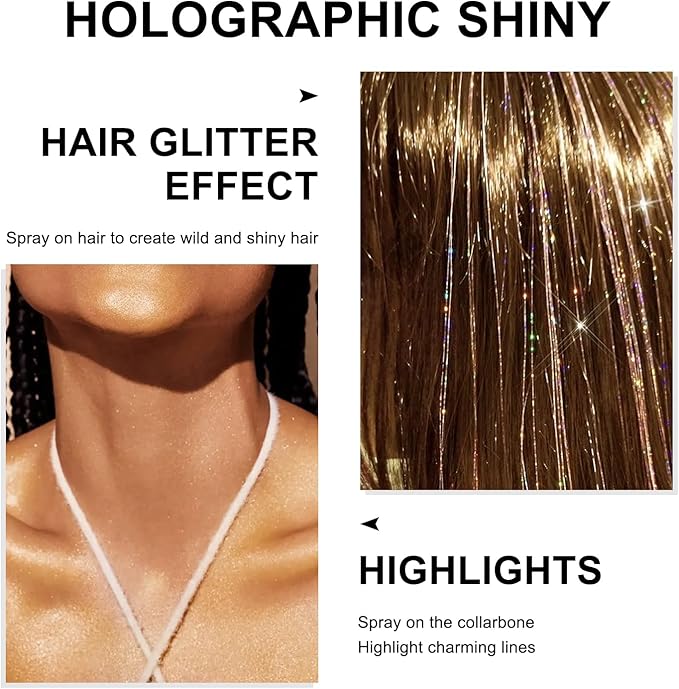 Hair and Body Glitter Spray, 1PC Glitter Hairspray Dry Powder Makeup for Clothes, Festival Rave Prom Loose Sparkle Powder,Holographic Ultra Fine Resin Glitters for Crafts (1PC Sparkling Gold)