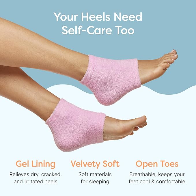 ZenToes Moisturizing Socks for Cracked Heel Treatment, Vitamin E, Olive Oil and Jojoba Oil Infused Heel Socks, Galentines Day Gifts, Self Care Gifts for Women (Fuzzy Pink, Regular)