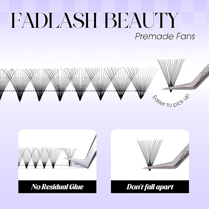 Premade Fans Eyelash Extensions 0.07D Curl Individual Lashes 20D Premade Easy Fan Lashes Soft Lash Extensions 12mm for Professional Salon Use(0.07D-12mm)