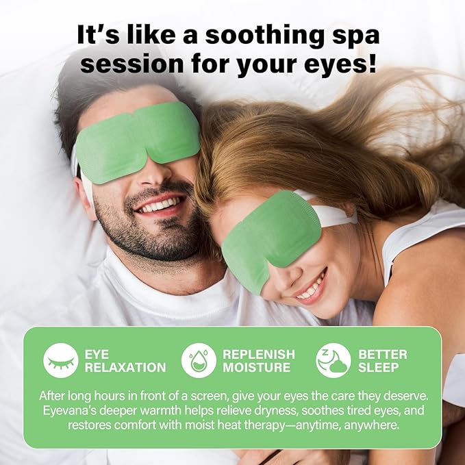 eyevana, 16 Packs Steam Eye Mask, Extra Deep Heat for Dry Eyes, Fast Relief for Irritation, Stye, Puffy Sensitive Eyes and Eye Strain, Disposable Self Heating Warm Compress (Unscented)