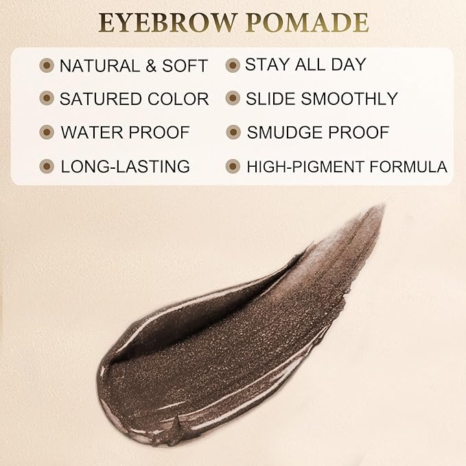 LAVONE Eyebrow Stamp Stencil Kit, Brow Stamp Trio Kit with Waterproof Eyebrow Pencil, Eyebrow Pomade, 20 Eyebrow Stencils, Dual-ended Eyebrow Brush and Sponge Applicator - Dark Brunette