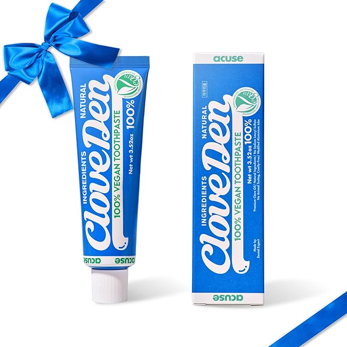 Vegan Fluoride Toothpaste – Herbal Gum Care with Clove & Tea Tree, Anti-Plaque & Tartar Control, Bad Breath Treatment, Gentle for Sensitive Teeth, SLS-Free, Lemon Mint, 3.52oz / 100g