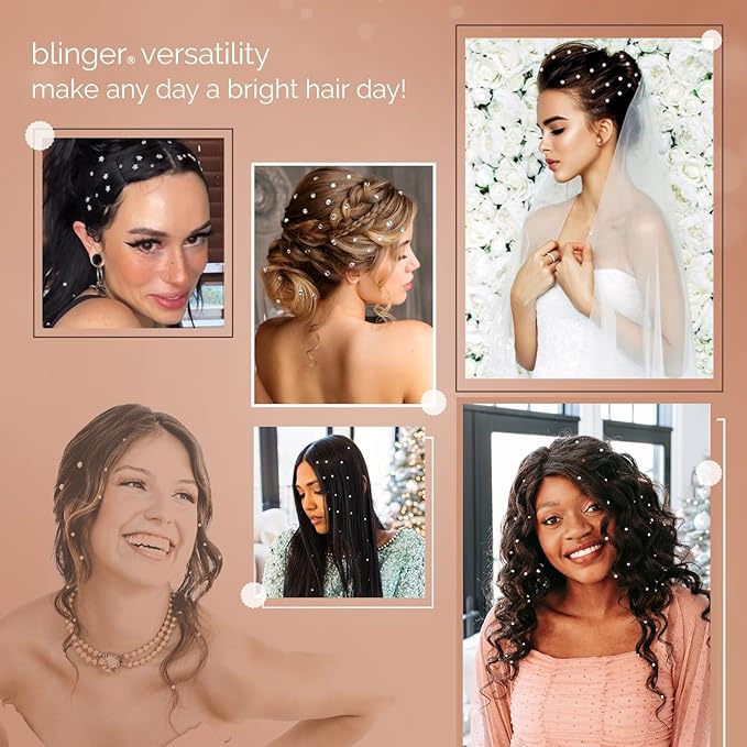 blinger® Shimmer Crystal Refill Pack – as seen on Shark Tank | 5 Discs – 75 Precision-Cut Glass Crystals | Hair-Safe Accessories | Styling Tool Not Included| Rose 4 mm