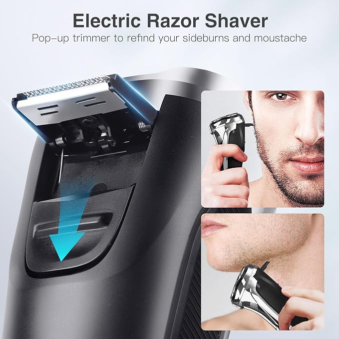 Electric Razor for Men, 90Min Long-Lasting Shaver with 4D Floating Head & LCD Display, Ultra Smooth for Sensitive Skin, IPX6 Waterproof, USB-C Fast Charge, with Travel Case - Ideal Gift
