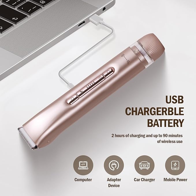Dual Head 2-in-1 Women's Electric Shaver, Wet & Dry, IPX7 Full Body Waterproof, Bikini Trimmer and Facial Epilator in One Design, Full Body, Pink