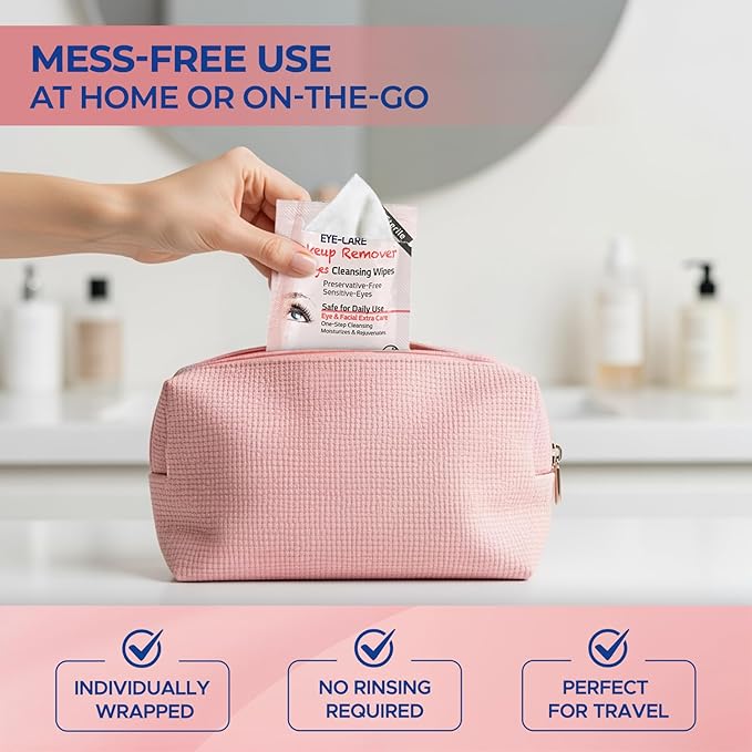Dr. Fischer Makeup Remover Wipes - Sensitive Skin Formula, Individually Sealed, No Rinse, Eyes and Face Safe