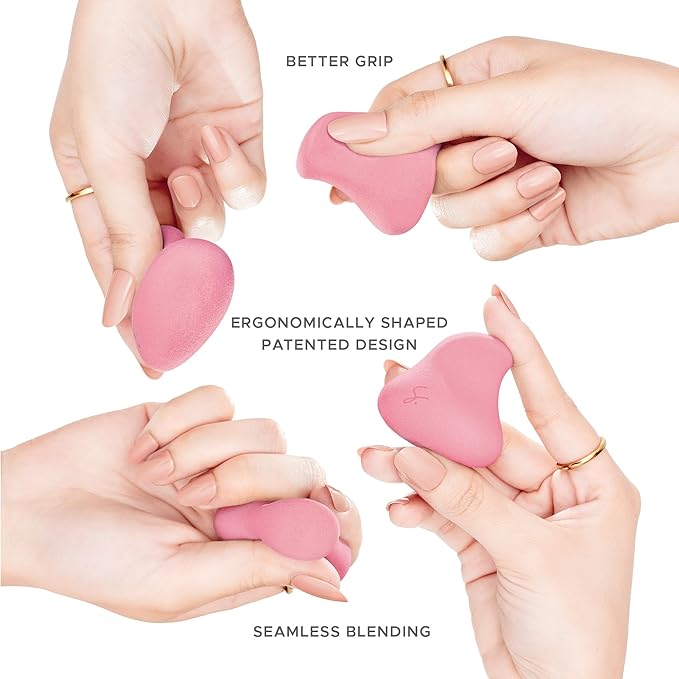Strokes Beauty Lab Original Beauty Blender Makeup Sponge Applicator for Powder, Cream & Liquid, Beauty Tools Puff, Streak Free Application, Vegan, Cruelty Free Made in USA, Pink (3 Pieces)