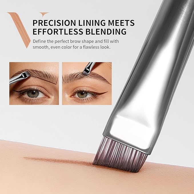 DUcare Angled Eyebrow Brush Precise Eye Brow for Shaping Definition, Ideal for Eyebrow, Eyeliner, Detail Work, Vegan