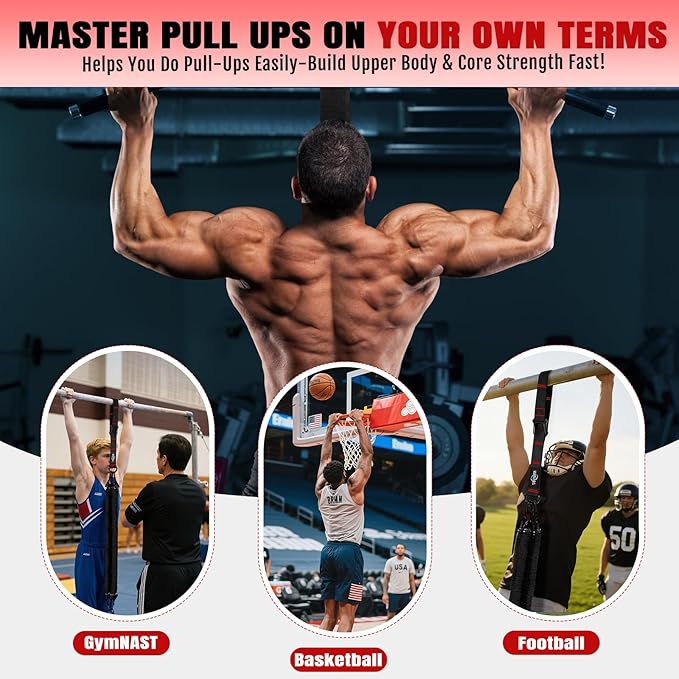 Pull Up Bands, Heavy Duty Resistance Bands with Handle, Workout Bands for Pull Up Bar, Pullup Assist Band Set for Exercise, Full Body Workout, Home Gym for Enhanced Strength, Muscle Training