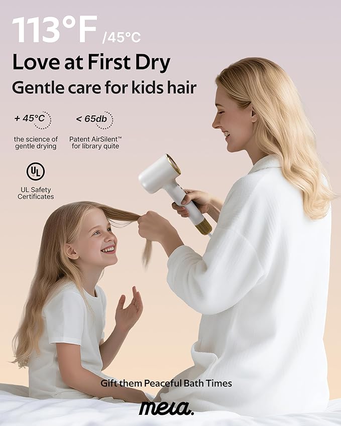 Professional Ionic Hair Dryer for Salon-Quality Results at Home - Lightweight Fast Drying Blow Dryer with Magnetic Attachments & Cool Shot Button, cUL Certified for Safe Styling, Travel Friendly