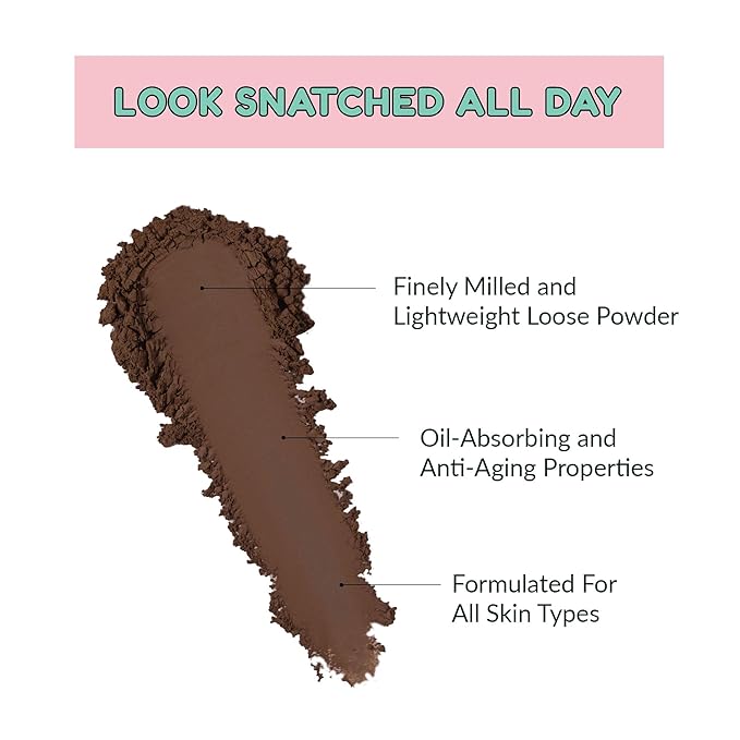 KimChiChic Beauty Puff Puff Pass Set and Bake Setting Powder for Makeup, Extra Fluffy Loose Face Powder Poof, Soft Natural Face Makeup for Uneven Skin Tone, 08 Chocolate