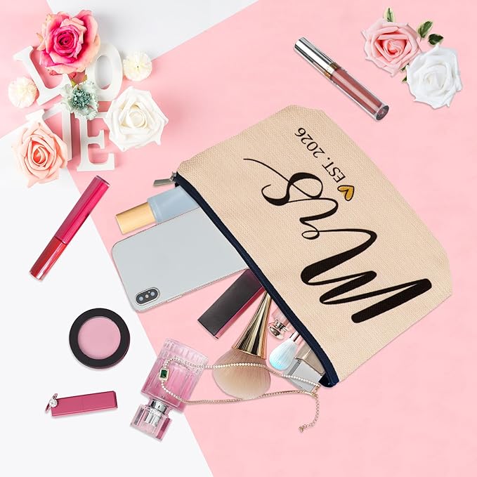 ancpeany Wedding Bridal Shower Gifts for Bride To Be 2026, Bachelorette Gifts for Bride Party Accessories, Future Mrs Makeup Bag, Wifey Engagement Gift for Women, Cosmetic Travel Pouch