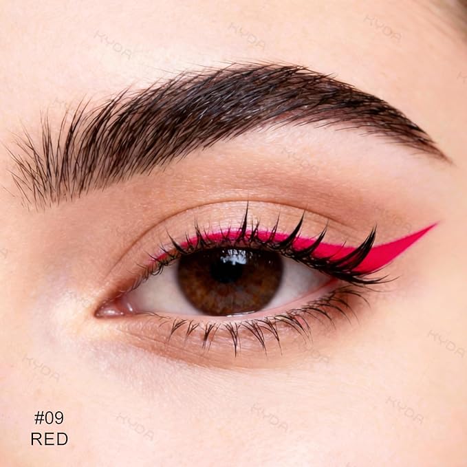 KYDA Red Gel Eyeliner, Lasting Waterproof Cream Eyeliner, High Pigmented Smudge-proof Formula Brow& Liner Makeup, Waterline Matte Eye Liner with Brush, Natural Brow Pomade Set