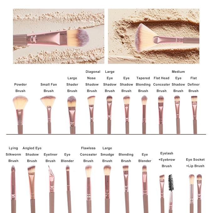 atrccs 48pcs Brown Makeup Brush Set, Professional & Beginner-friendly Premium Synthetic Makeup Brushes Kit, Multi-functional Makeup Brushes Tool Set for Foundation Powder Concealers Eye Shadows Blush