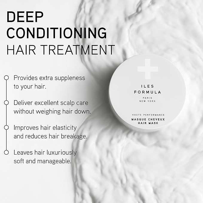 ILES FORMULA Hair Mask – Deep Conditioning Hair Treatment for Dry, Damaged, Frizzy Hair - Lightweight Hair Repair Mask with Tucuma Butter, Macroloba Seed, Vitamins B5 & E | Hydrating, Color-Safe
