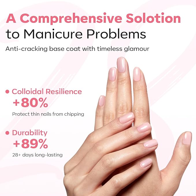 modelones Builder Rubber Base Gel for Nails, Light Milky Baby Pink 6 in One Nude Color Base Coat Strengthen Apex Building Extension Long Last Protect Soak Off Manicure for Fragile Nail Art DIY Home