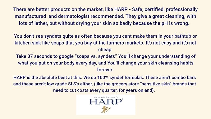 HARP® Exfoliating Body Wash Bar – pH Balanced Syndet Cleanser with Bamboo Powder, FRAGRANCE-FREE, Soap-Free & No Lye, Non-Comedogenic, Gentle Exfoliation for Smooth Skin, 5 oz