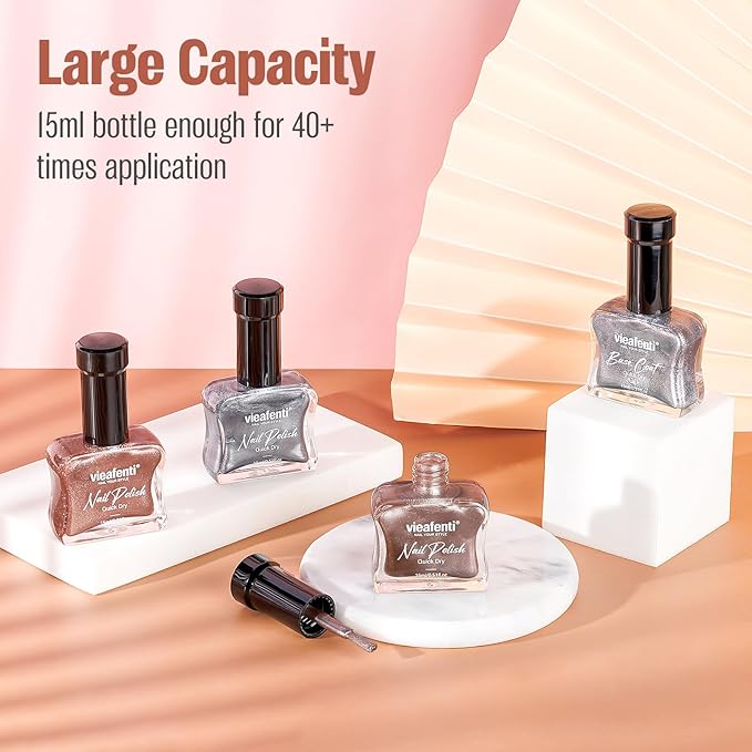 Magnetic Velvet Cat Eye Nail Polish 15ml - Quick Dry Air Polish Non-Gel Neutral Nude with Magnet - Salon Gloss DIY Home Manicure Kit