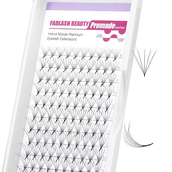 Premade Fans Eyelash Extensions Double Layers 0.07 D Curl Volume Pre Made Lash Fans 5D Thickness Fluffy Premade Easy Fan Lashes (5D-0.07D-8-14mm)