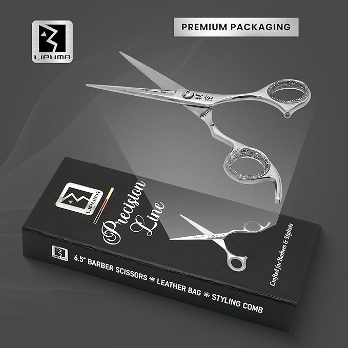 Hair Cutting Scissors - 6.5” Japanese Stainless Steel Professional Hair Scissors, Razor Edge Barber Scissors with Leather Bag, Comb and Cloth - Hair Shears for Men, Woman & Kids