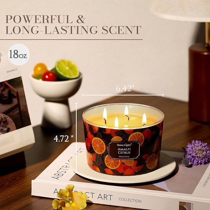 HomeLights Soy Wax Candles for Home Scented, 4-Wick Candles in Apple Orchard Scented, Aromatherapy Candles Gift for Parties, Relaxing, Eclectic Mixed Styles, 18oz