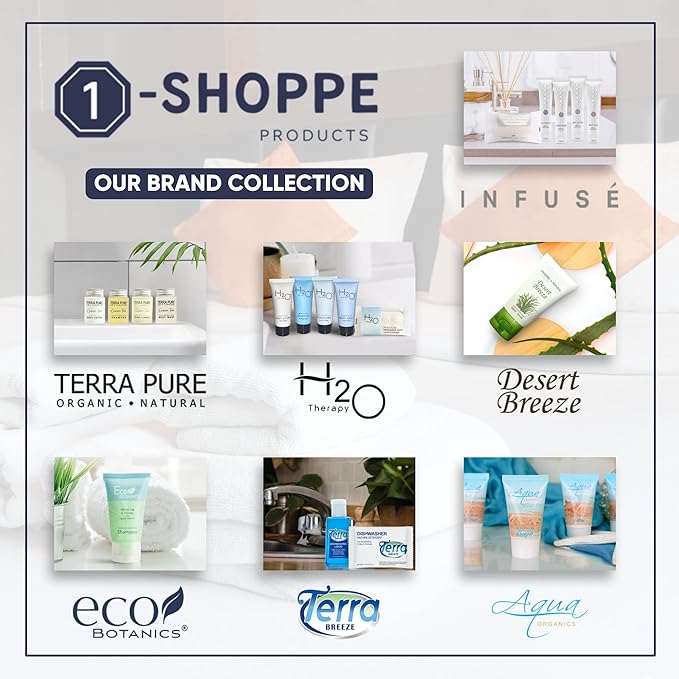 Aqua Organics Hotel Soaps & Toiletries Bulk Set | 1-Shoppe Amenities Kit | 1oz Shampoo & Conditioner, Body Wash, Lotion, 1oz Bar Soap | Travel Size | 75 Pieces