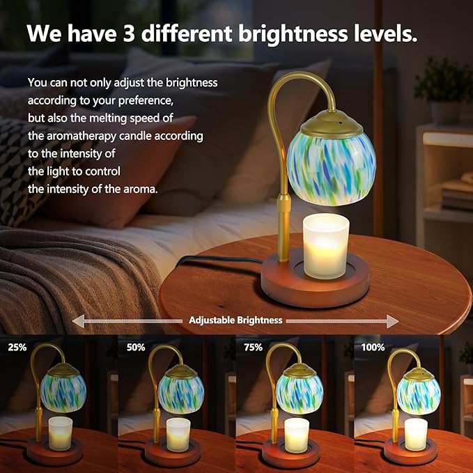 Blue Crystal Candle Warmer Lamp - Height/Dimming Adjustable with Auto Timer, ICY Winter Home Decor & Fragrance Solution | Office/Kichen Decor Gifts for Women