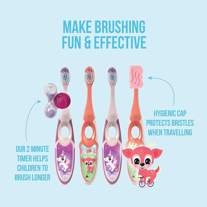 Jordan* ® | Step 2 Kids Toothbrush | 3-5 Years, Soft Bristles, BPA Free,4 Pack | Pink