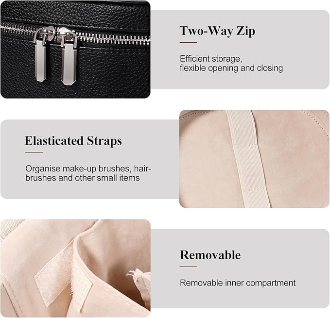 honitty Makeup Bag, Travel Make up Case with Compartments and Handle, Portable Cosmetic Organizer Bags,Toiletry Bag for Women