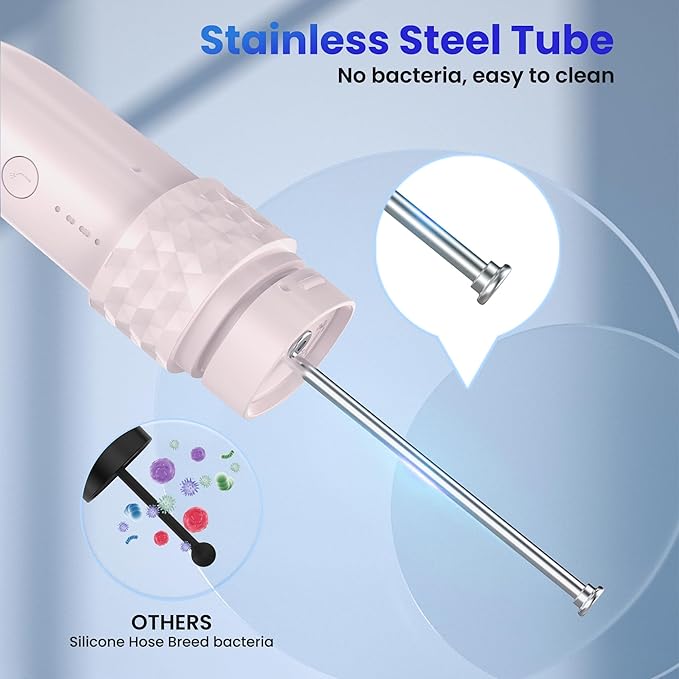 UNINGOPI Portable Electric Toothbrush with Water flosser, 2 in 1 Teeth Cleaning Kit, Electricc, Toothbrush and Water flosser Combo, Travel Toothbrush with Water Bottle(Pink)