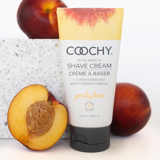 Coochy Shave Cream - Moisturizing Shave Lotion - Gentle Intimate Shaving Cream - For Bikini Area, Underarms, Legs & More - Rash-Free, Hydrating Formula - Peachy Keen, 7.2 oz