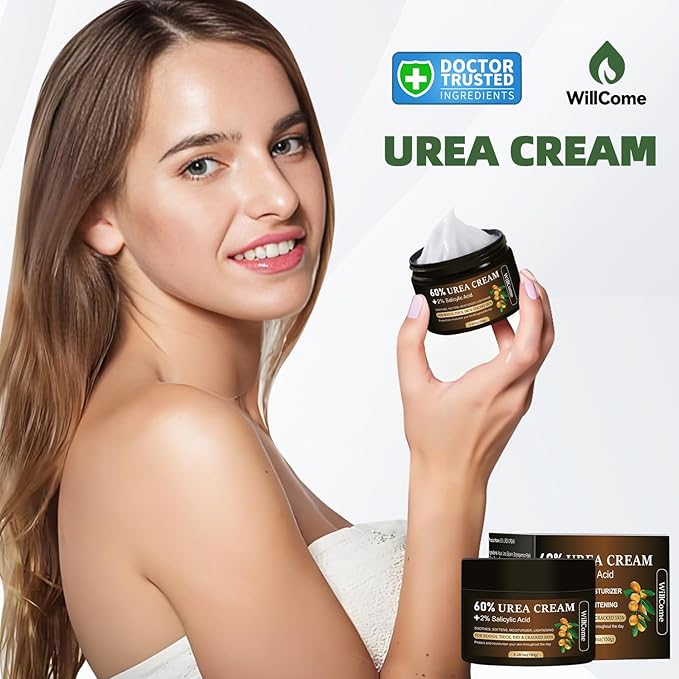 WillCome Urea Cream 60 Percent with 2% Salicylic For Feet Maximum Strength, Callus Remover Gel,Foot&Hand Care Cream Urea Lotion for Dry Cracked Heels and Feet Treatment& Repair,5.29 oz