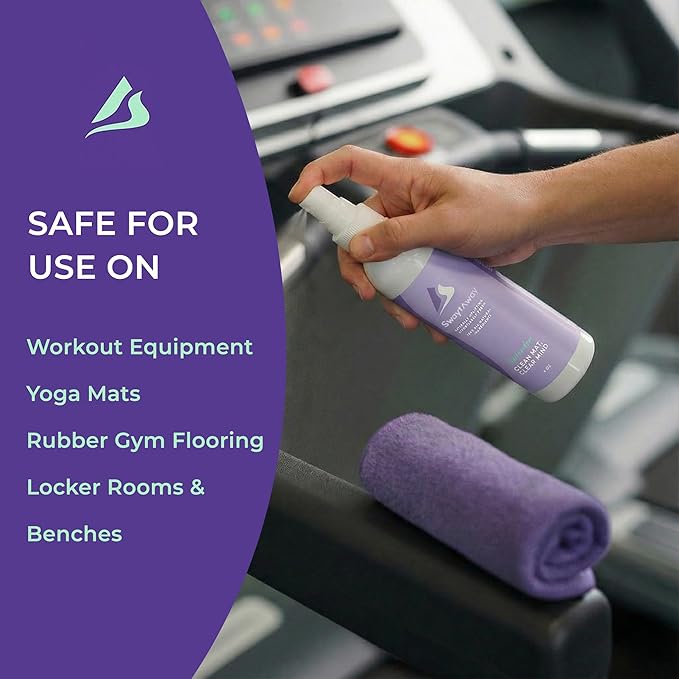 SwaytAway Travel Yoga Mat Cleaner Spray & Towel Kit, 4oz – Non Slip, No Rinse Plant-Based Lavender Essential Oil Mist for Gym, Pilates & Hot Yoga – Made in USA
