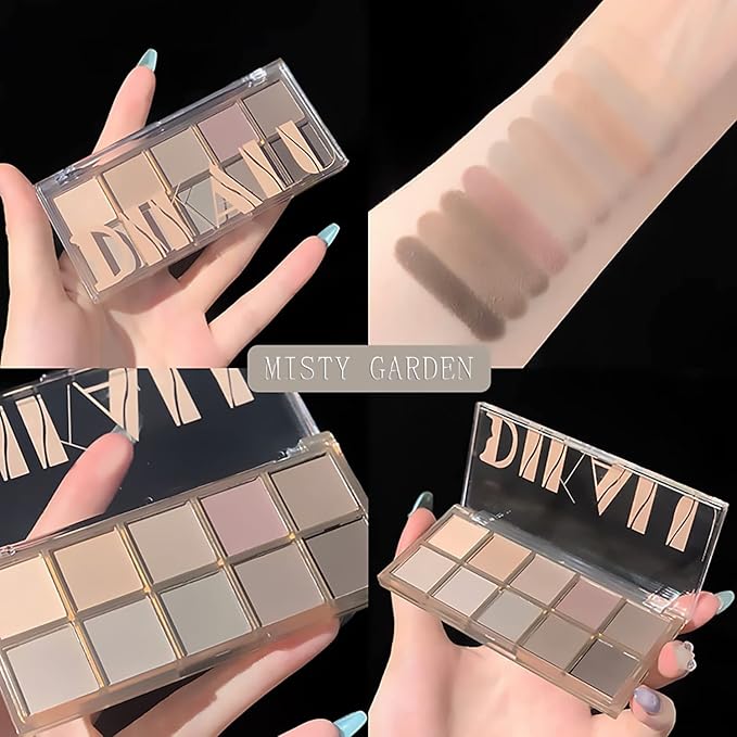Sulily 10 Colors Nude Eyeshadow Palette,Gray Taupe Brown Matte Eye Shadow Makeup,Neutral Smokey,Blendable High Pigment,Long Lasting Waterproof Professional Beauty Makeup Kit,Women, Cement