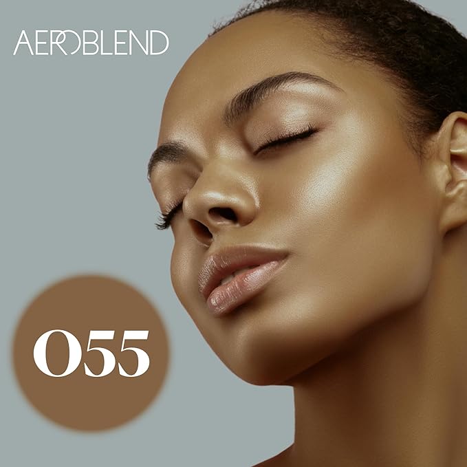 AEROBLEND Airbrush Foundation Makeup (O55) Professional, Water-Based, Buildable, skin types, 1 oz