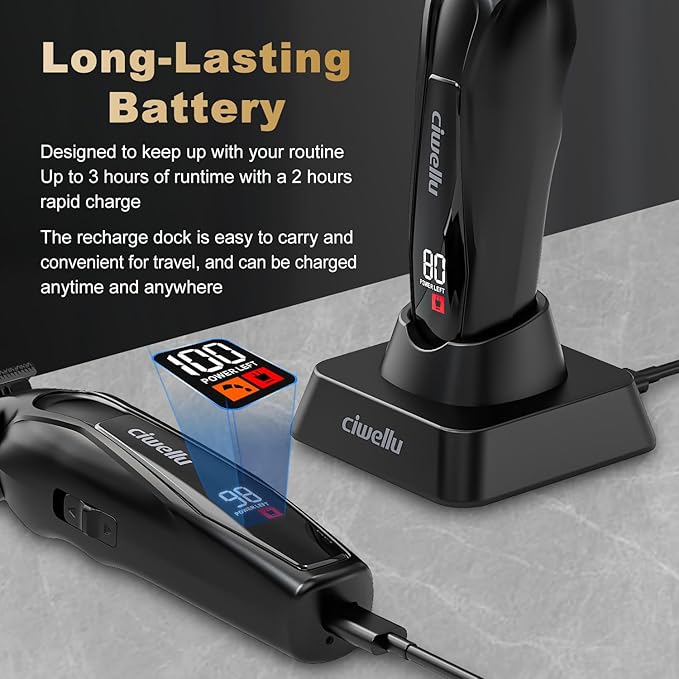 Hair Trimmer for Men, Professional Barber Liner & Beard Trimmer with Zero-Gap T-Blade Clippers,USB-C Fast Charge with 7 Guards for Hair/Body
